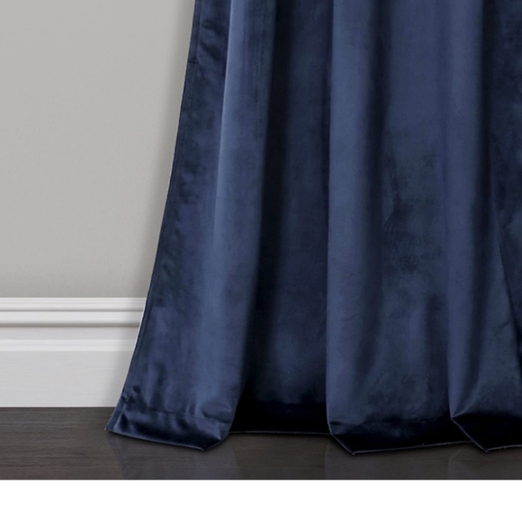 Prima Two Panel Velvet Darkening Insulated Window Curtains Navy Blue 38" X 84" - Picture 13 of 16